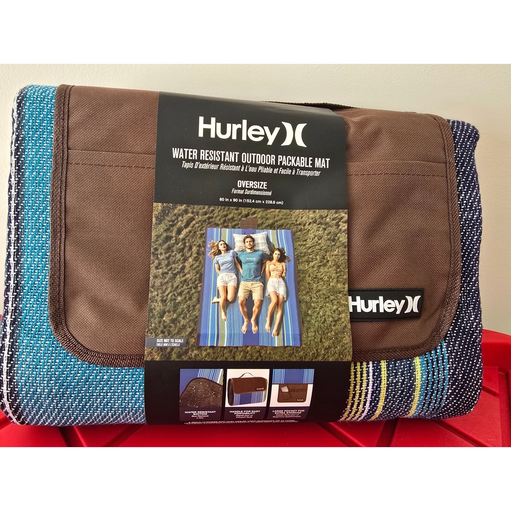 Hurley Water Resistant Outdoor Packable Mat Oversize 60x90 Picnic Beach Blanket